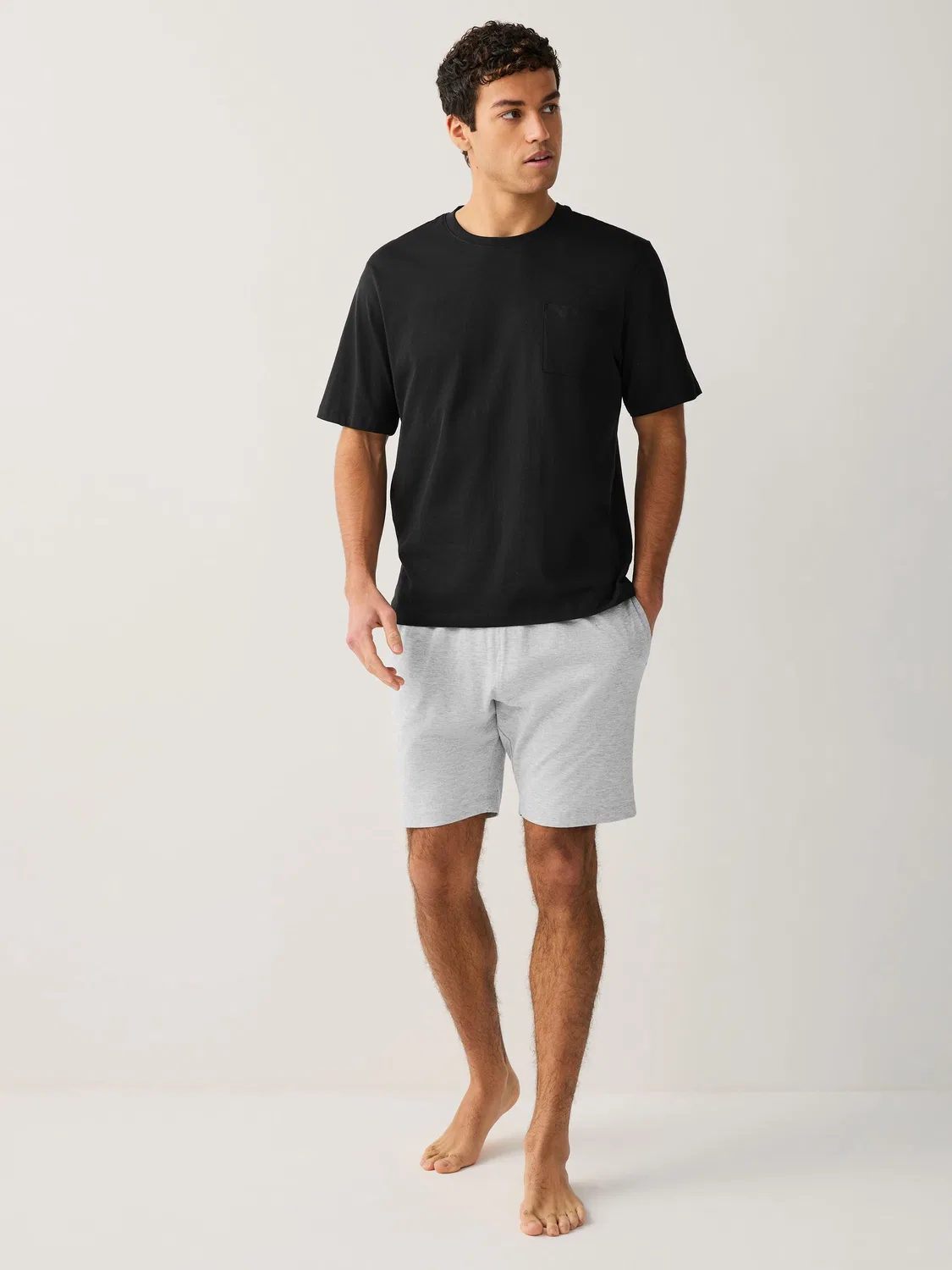 Пижамный комплект с коротким рукавом, Black/Grey Marl Next