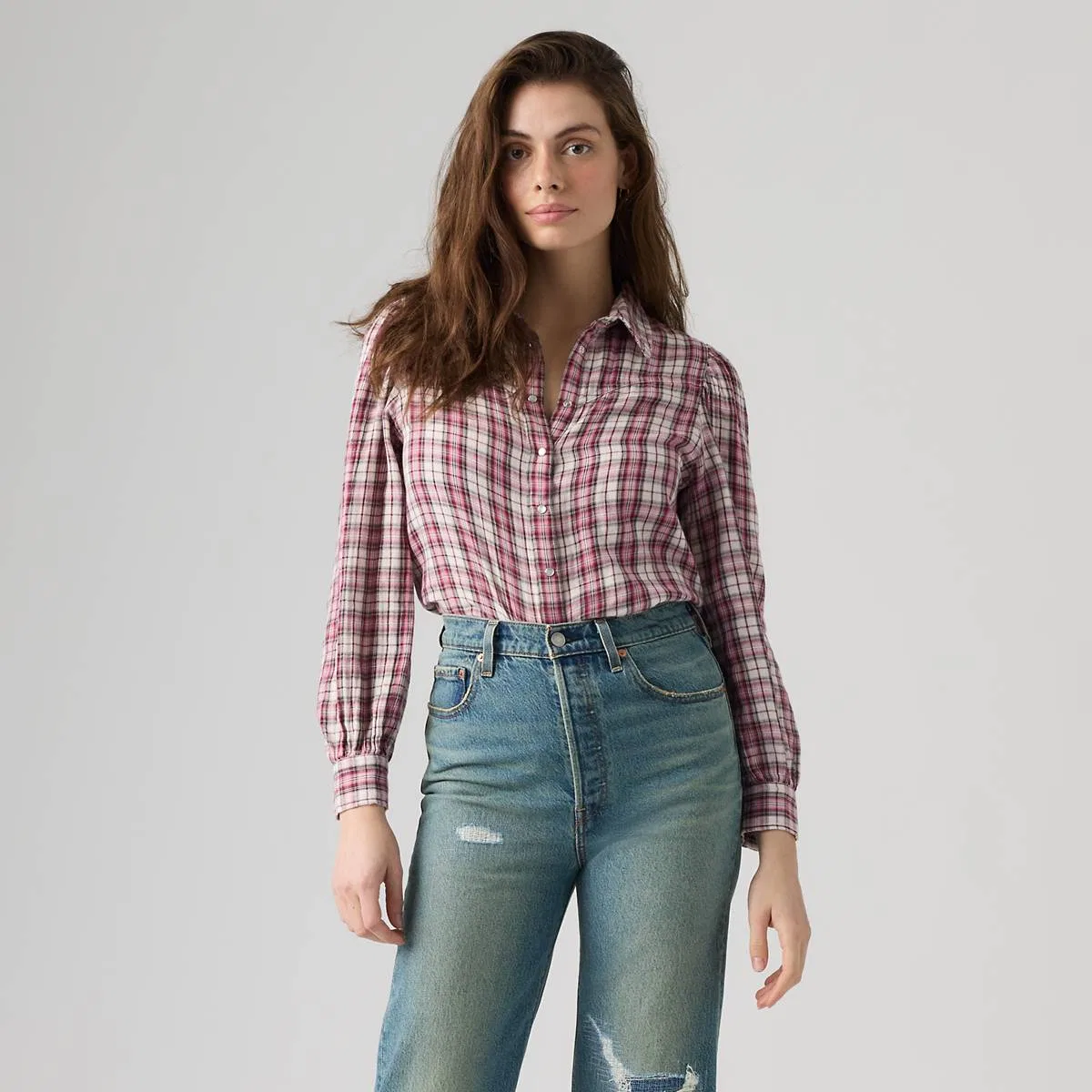 Рубашка в западном стиле Джуна на пуговицах Levi's, Poppi Plaid Tameless Rose - Pink — фото 3