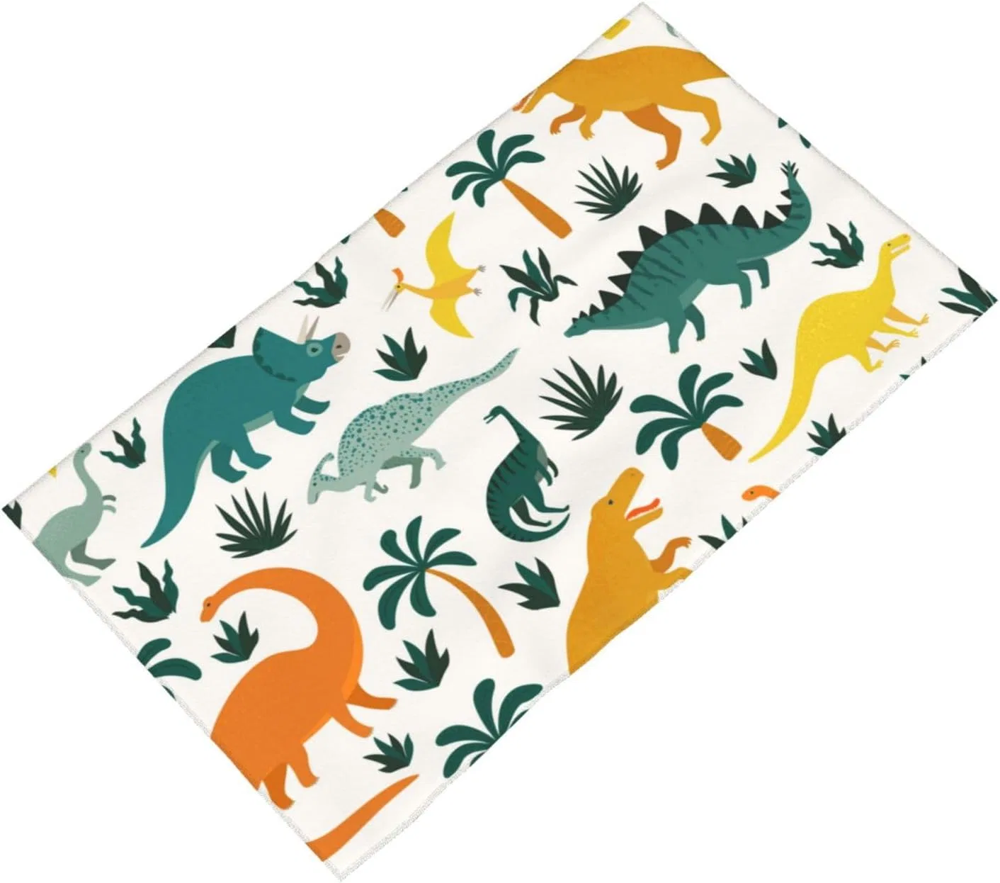 Махровая салфетка для лица Pevtufa, 60x40 см, Dinosaurs and Tropical Leaves — фото 2