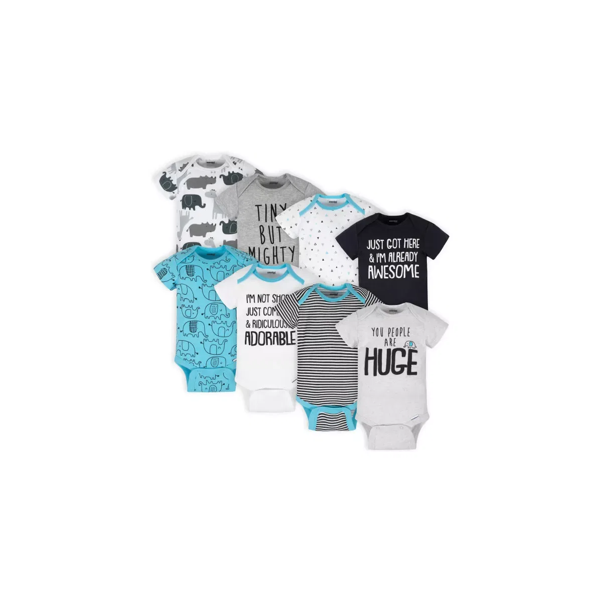 Детский боди-комбинезон с коротким рукавом хлопковый комплект 8 предметов Onesies Brand, Elephant