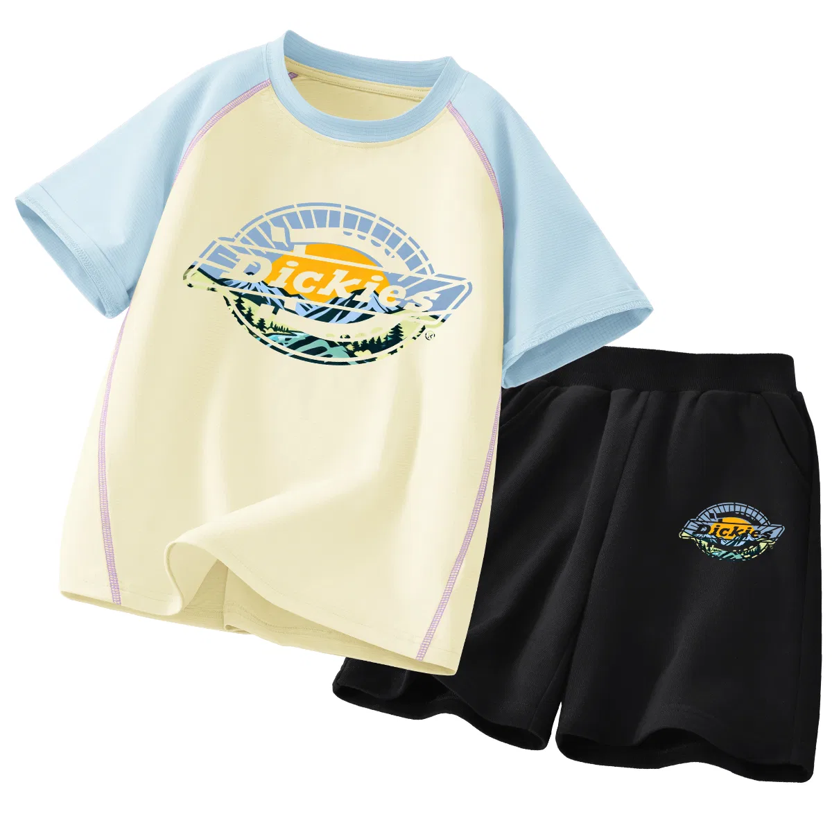 Детский комплект из двух футболок Sun Mountain Logo Blue Yellow+Sun Mountain Logo K Black, Dickies, Blue Yellow/Black