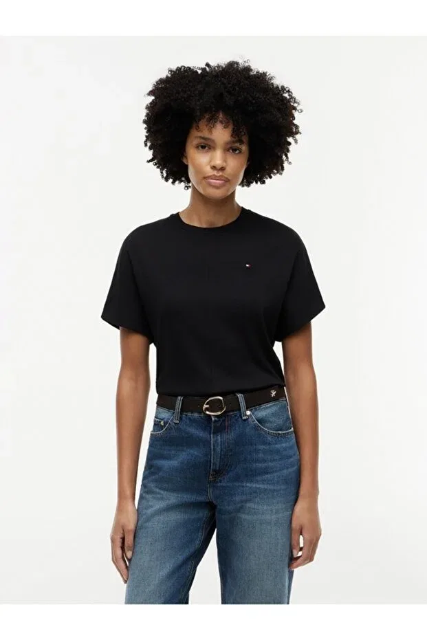 Женская футболка с коротким рукавом Cody Reg Batwing C-Nk SS Tee Tommy Hilfiger, Black — фото 2