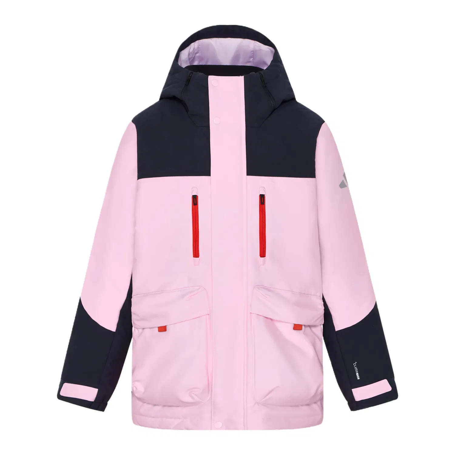 Детское пальто-парка с капюшоном, средней длины, Adidas, Night Sky Gray/Light Purple/Light Silver