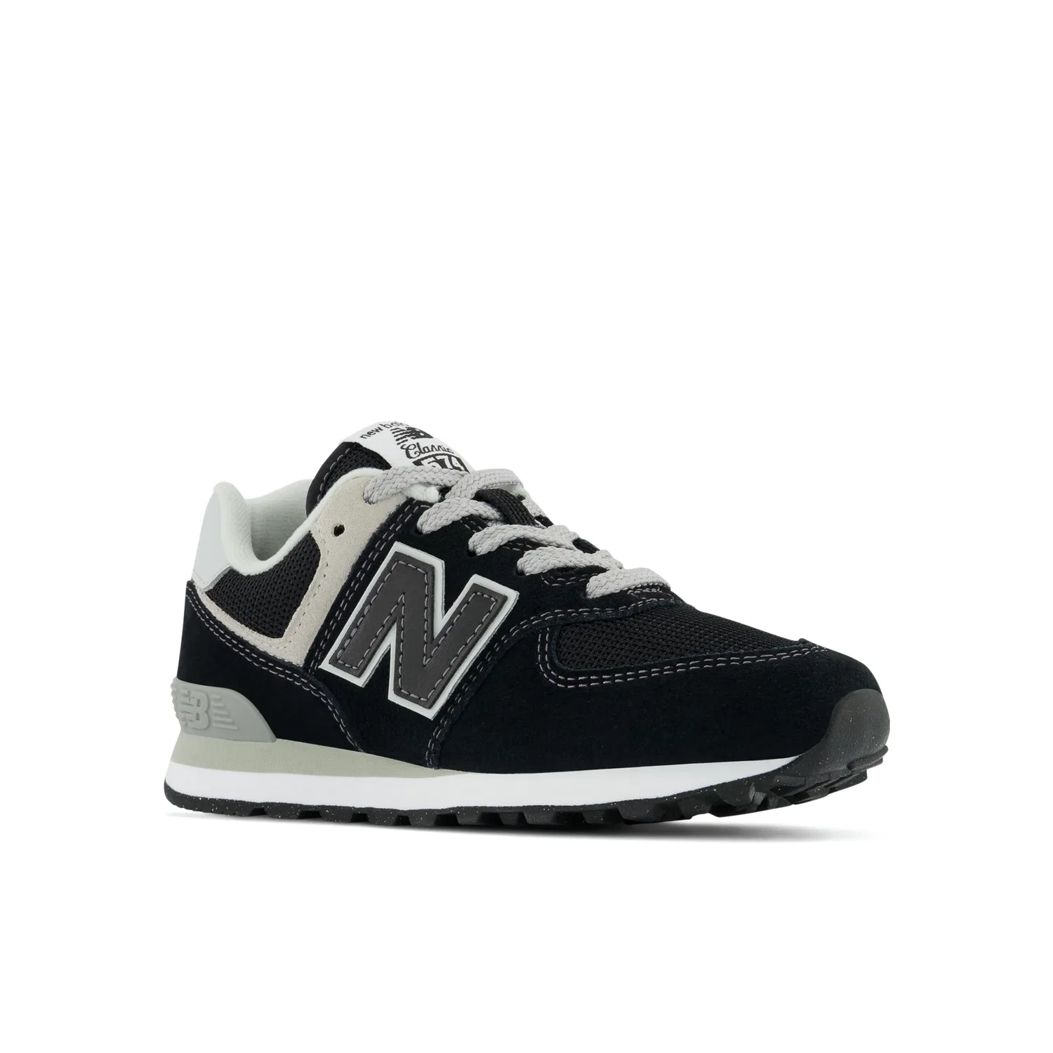 Детские кроссовки на шнуровке 574 Core New Balance, Black With White — фото 2