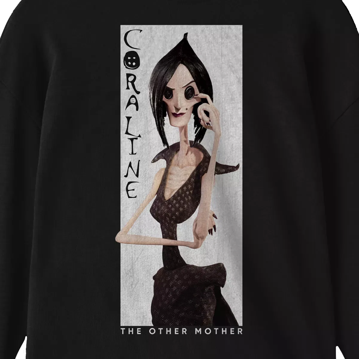 Детская футболка с длинным рукавом с принтом Coraline The Other Mother Coraline, Черный — фото 2