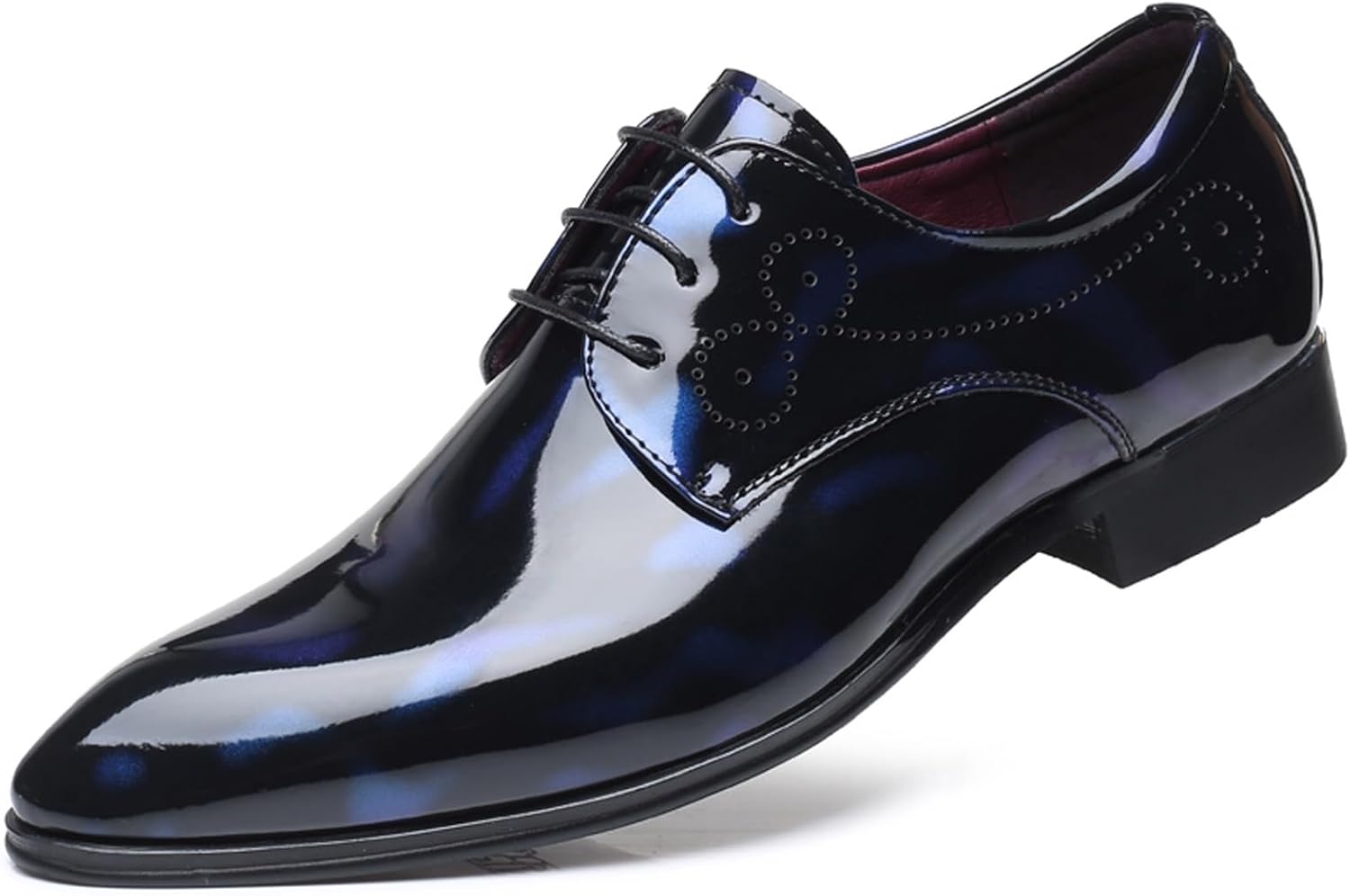 

Мужские большие размеры WUIWUIYU, шнурованные туфли-оксфорды из искусственной кожи для свадьбы, вечеринки или полуформального мероприятия, синий