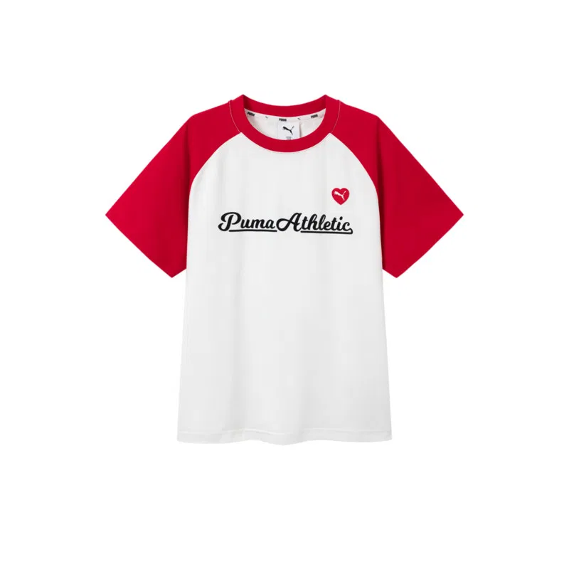 Детская футболка с круглым вырезом PUMA, White Red Tone