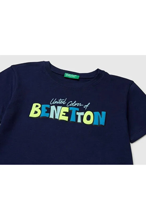 Детская футболка для мальчиков с принтом Bicycle Printed United Colors Of Benetton, Navy Blue — фото 3