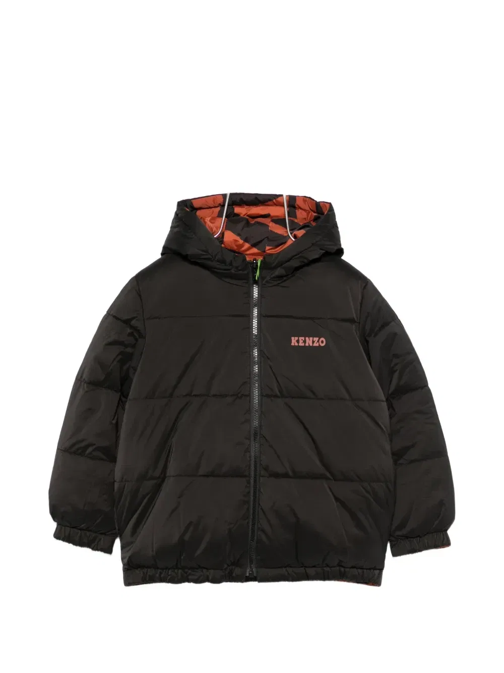 Пуховая куртка с капюшоном и принтом логотипа Kenzo Kids, черный