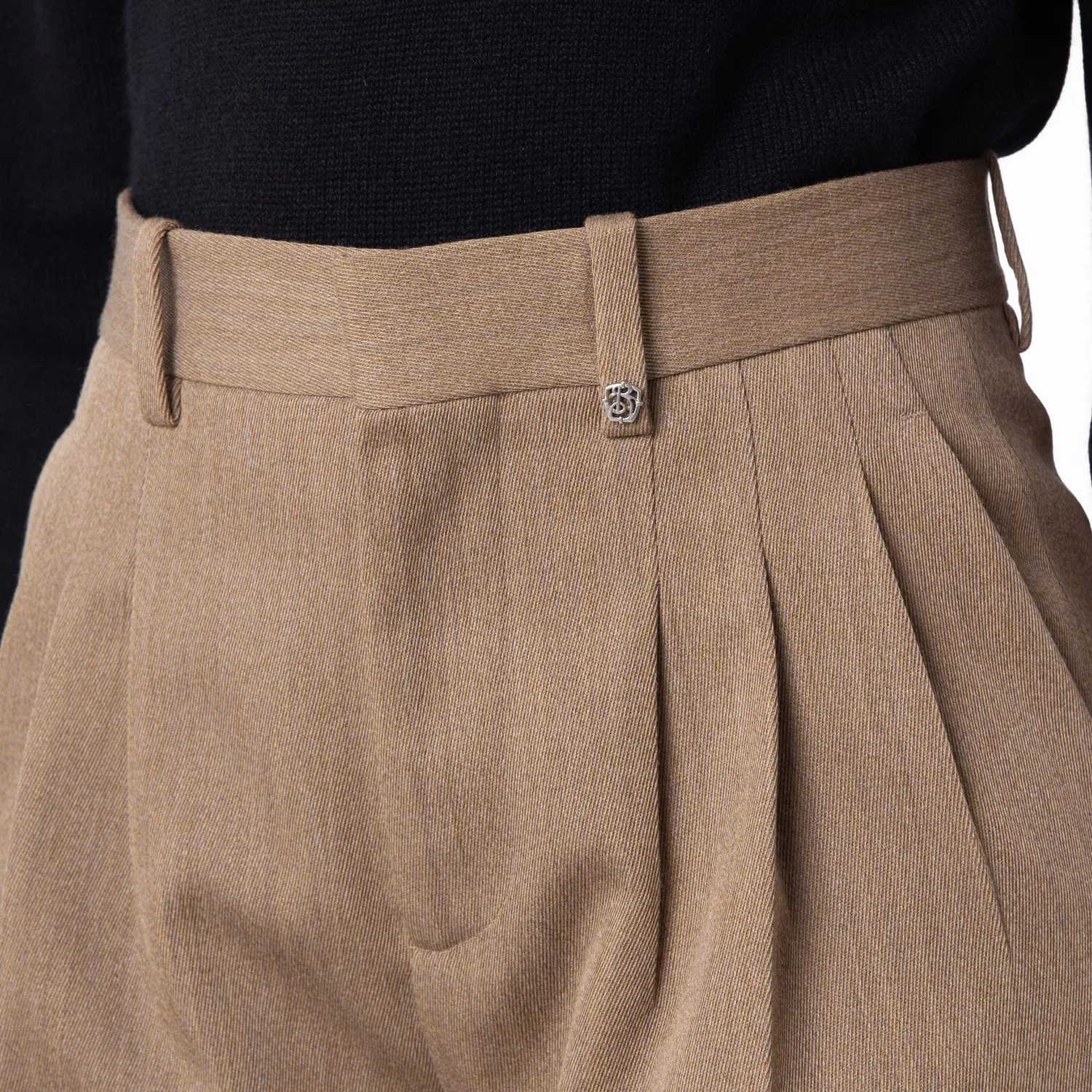 Брюки женские шерстяные прямого кроя с защипами Ladies Wide-Leg Tailored Wool Trousers Burberry, Maple Cocoa — фото 2