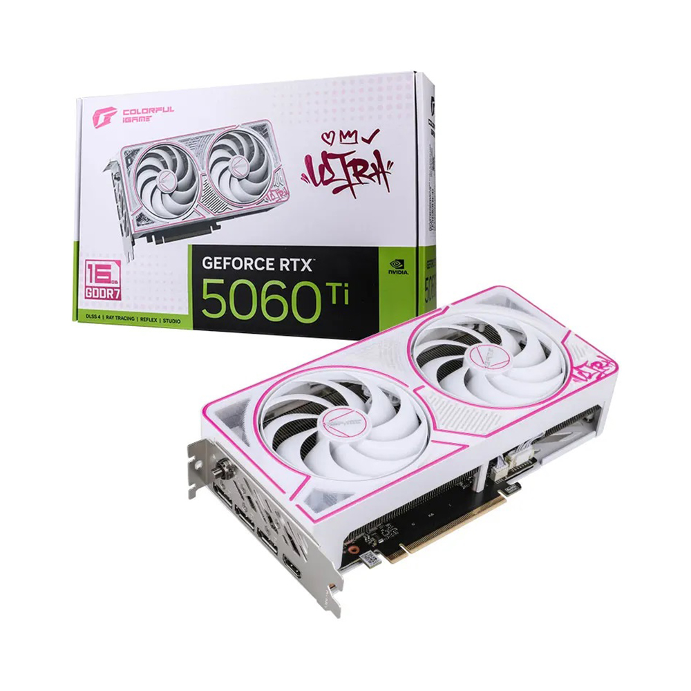 

Видеокарта Colorful iGame GeForce RTX 5060 Ti Ultra W DUO OC, 16 Гб, белый