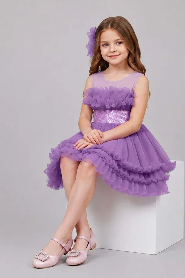 Детское платье для девочек с длинным рукавом Basics Riccotarz, Lilac — фото 4
