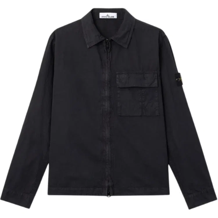 Мужская рубашка-куртка с молнией и карманами STONE ISLAND, Marine Blue