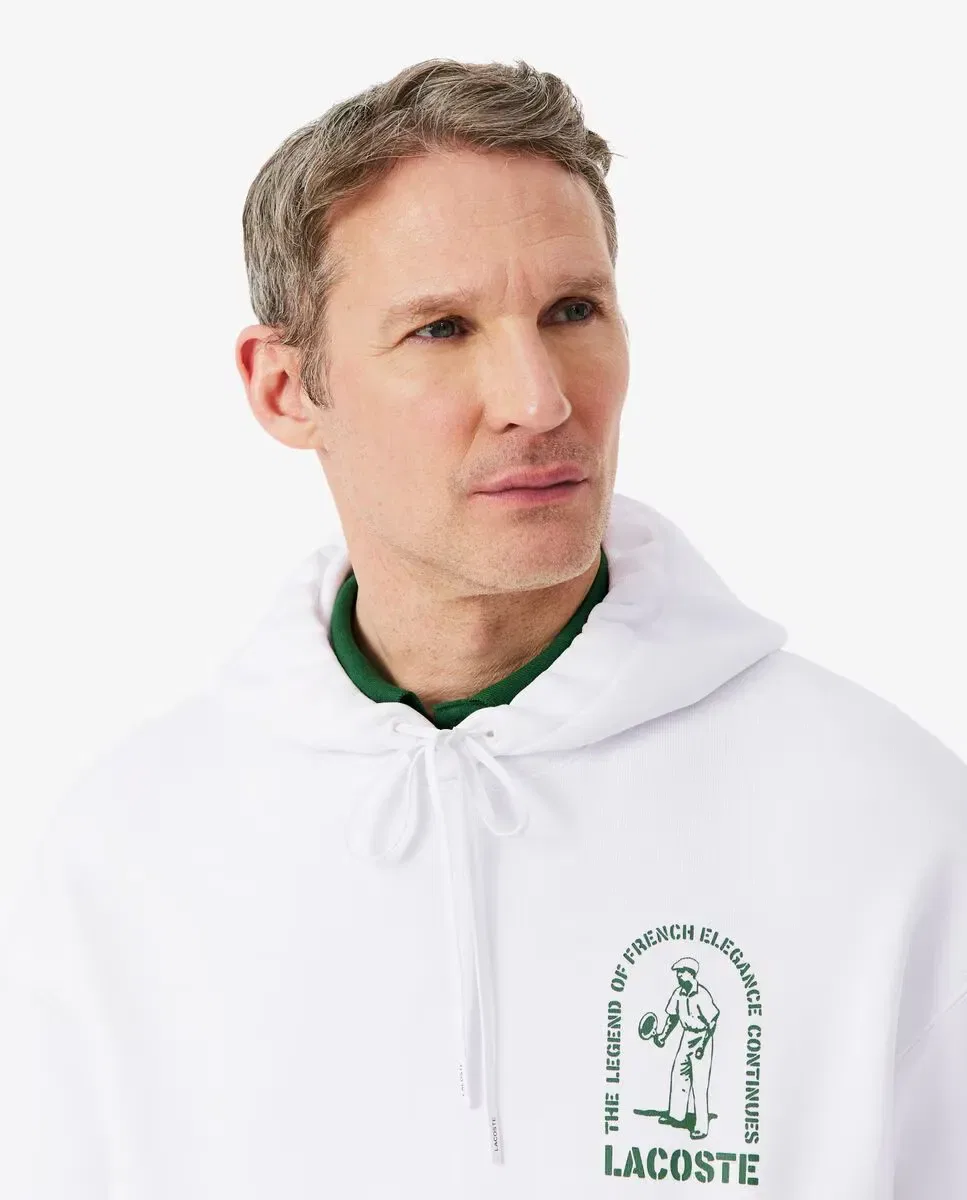 Мужская худи оверсайз с принтом Lacoste, Blanco — фото 3
