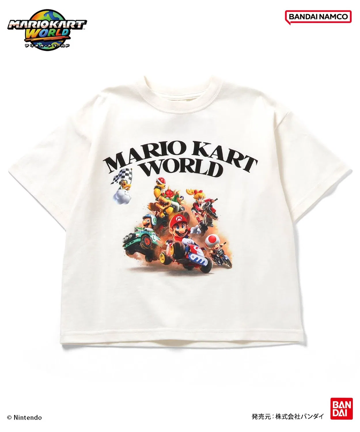 Детская футболка с принтом Mario Kart World BANDAI, Off White — фото 2