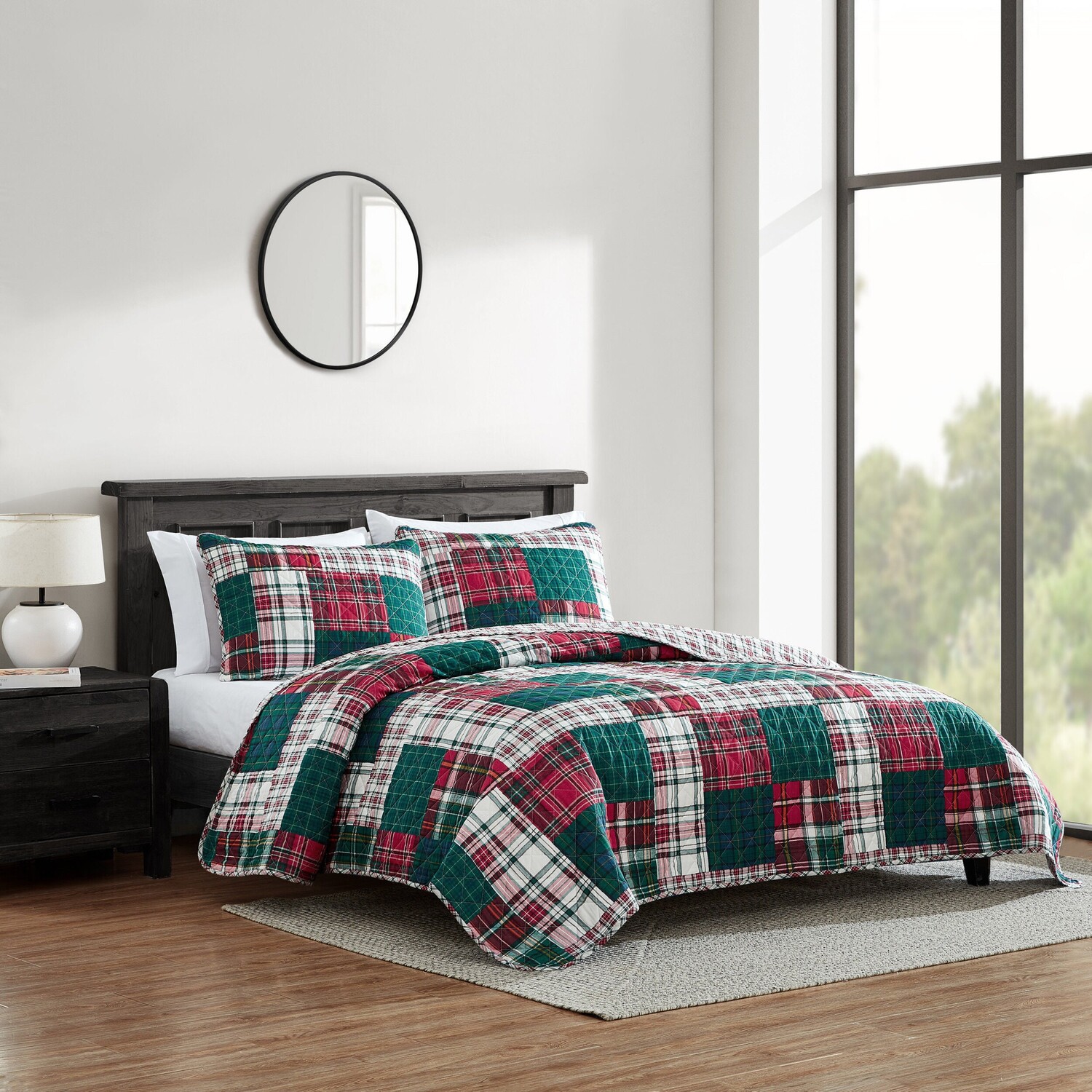

Двусторонний комплект одеял и накладок Nautica Emmet Patchwork Red King, цвет Rosewood