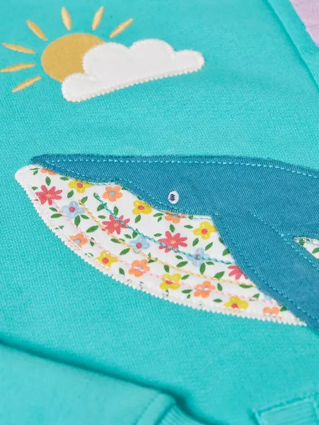 Детская толстовка Carbis с застежкой-молнией и аппликацией, цвет Pacific Aqua Frugi — фото 3