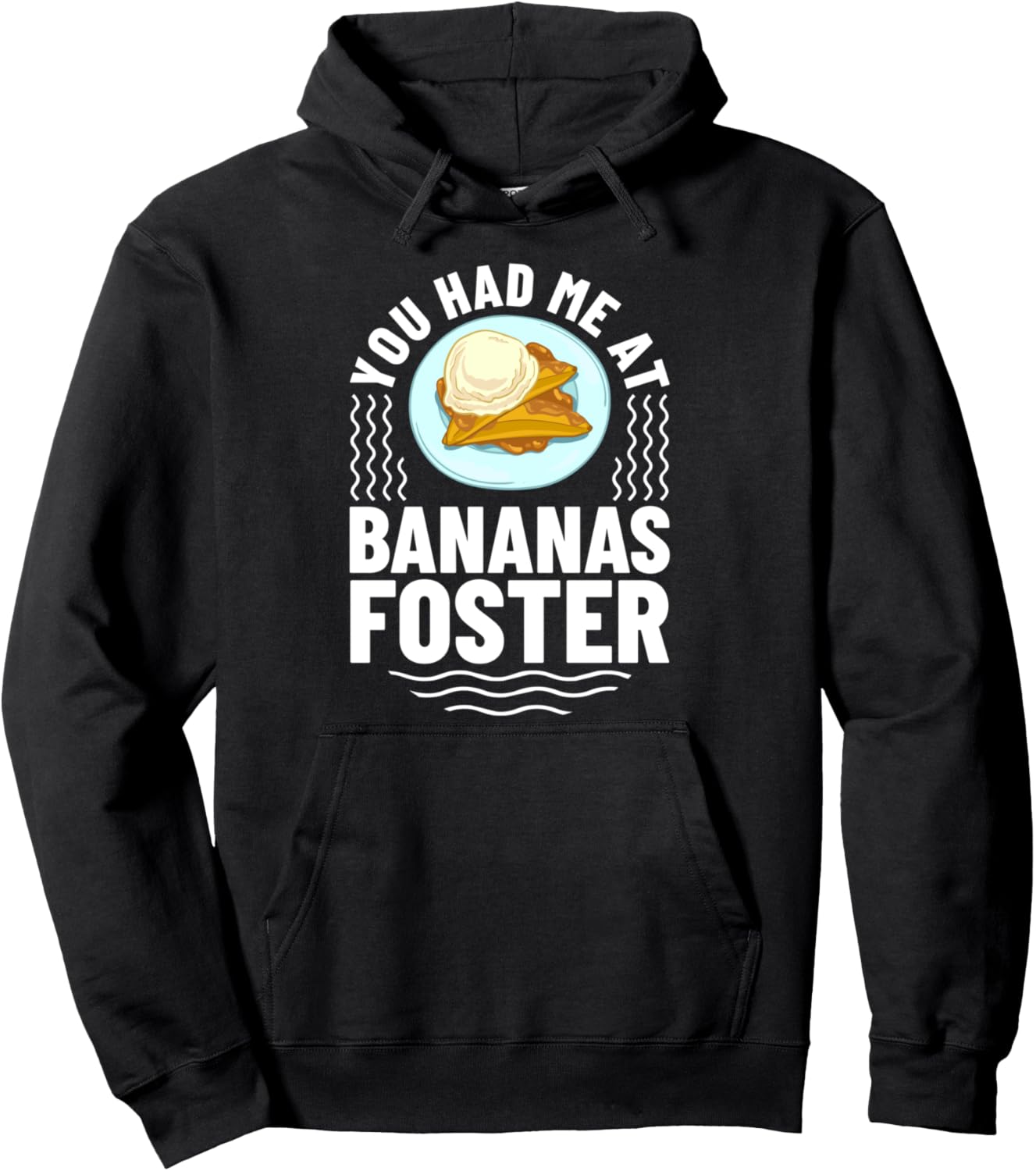 

Худи с изображением торта «Бананы Фластер» и мороженого «Фламбе» Bananas Foster, черный