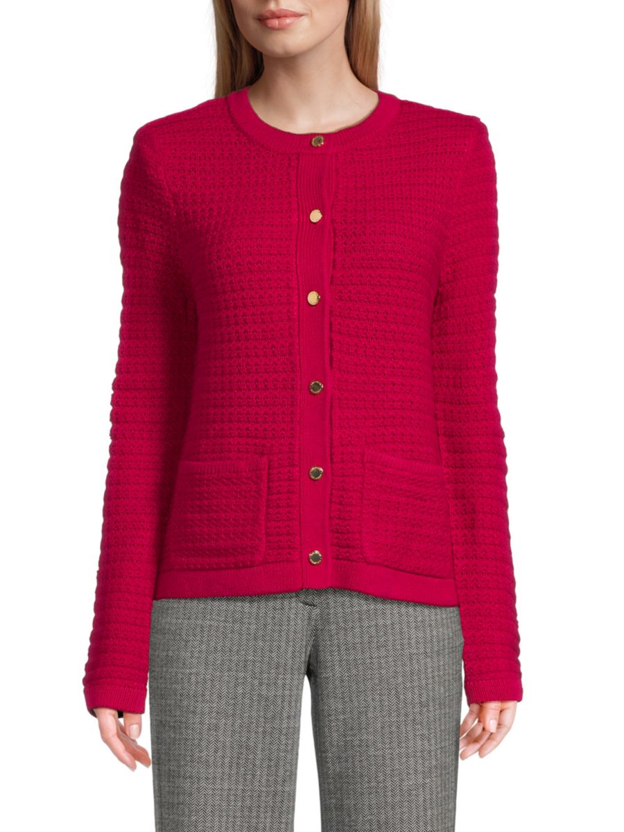 

Кардиган с круглым вырезом Halston, цвет Hot Pink