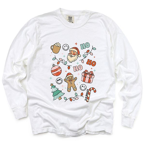 

SWSmiley christmas collage sparkle - женская длинная футболка с эффектом поношенности Simply Sage Market, White
