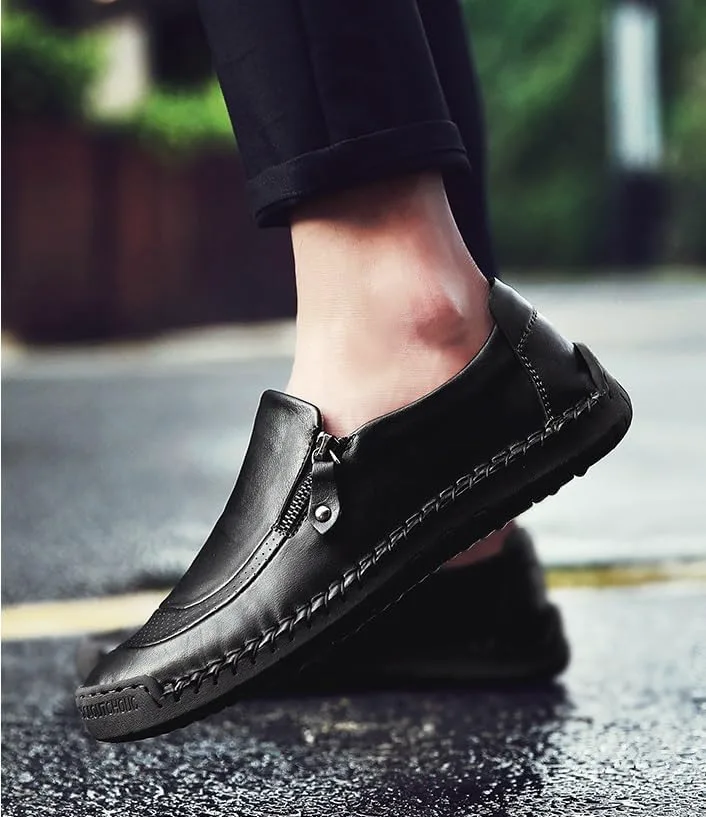 

Мужские классические туфли Легкие оксфорды На змейке Слипоны Лоферы на плоской подошве Туфли для вождения Винтажные повседневные прогулочные лодочные туфли DMGYCK, черный