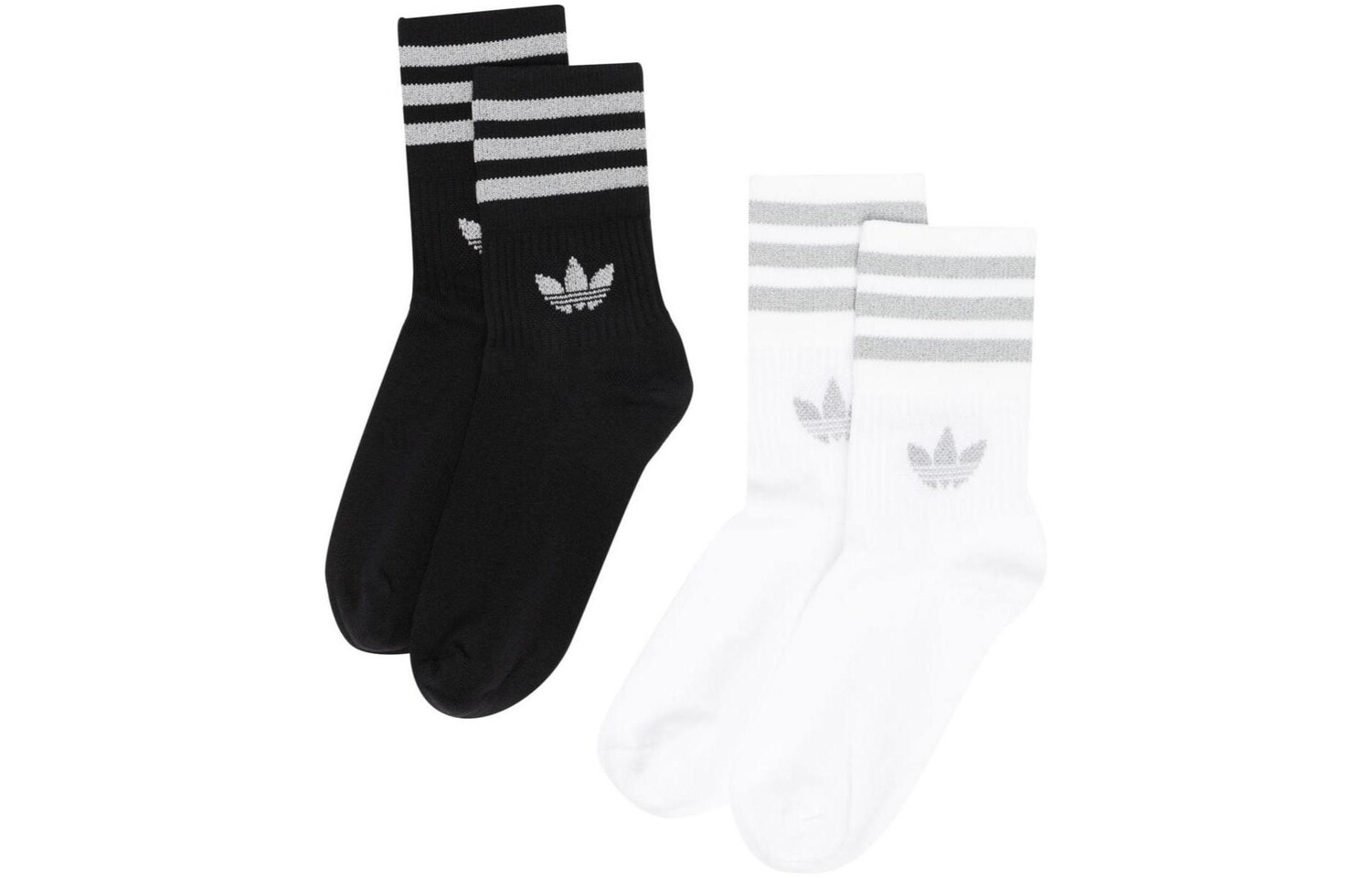 Женские носки до колена Adidas Originals, цвет 1 set of 2 double (white + black) — фото 2