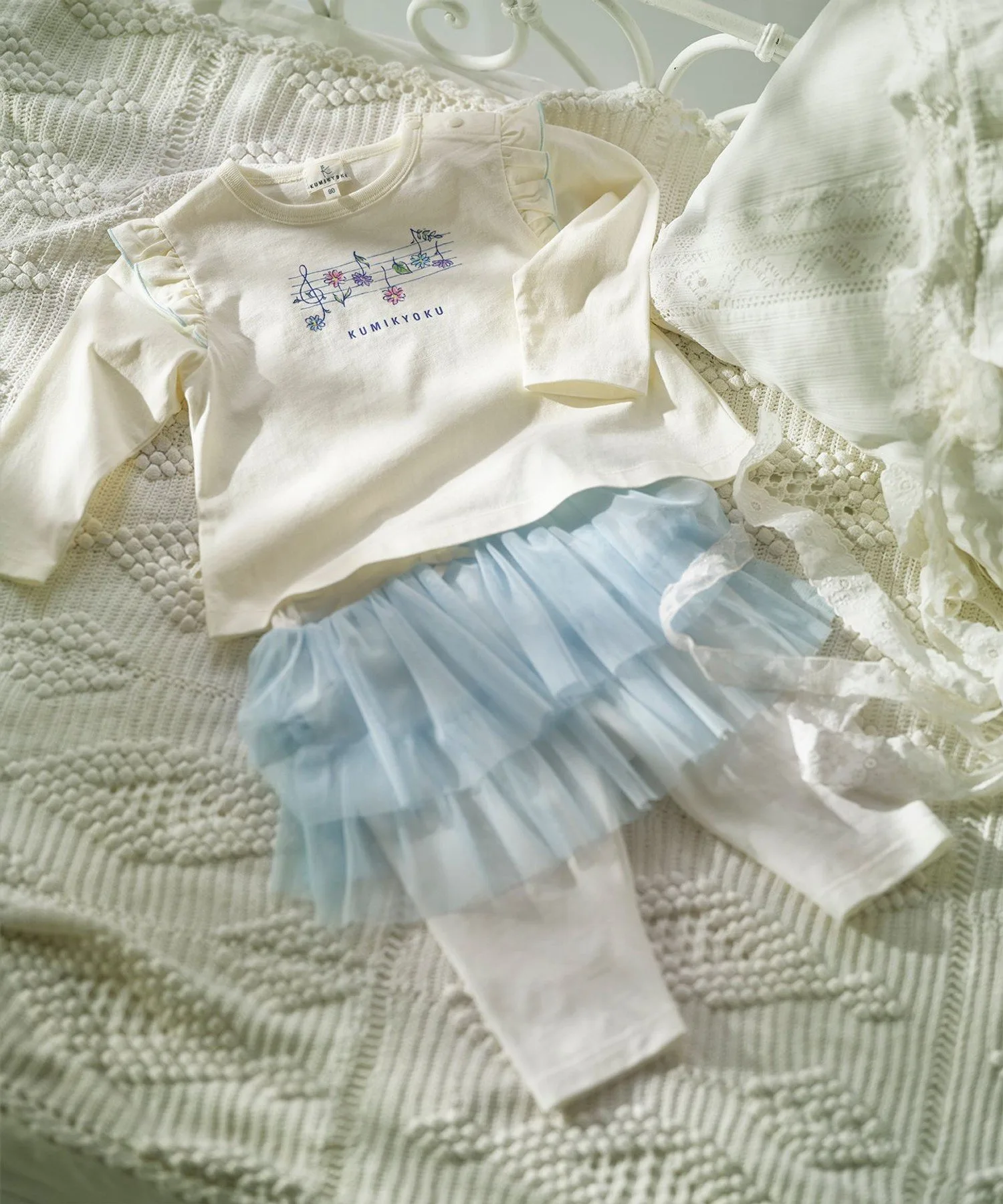 [80-90 см] Подарочный набор Baby Melody: футболка и юбка Kids Suite, Ecru [033] — фото 3