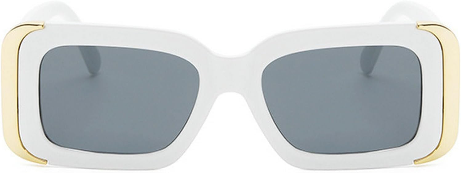 

Популярные модные прямоугольные солнцезащитные очки для женщин, плотные очки цвета шампанского с защитой от УФ-излучения UV400; модные квадратные солнцезащитные очки для мужчин mincl, White