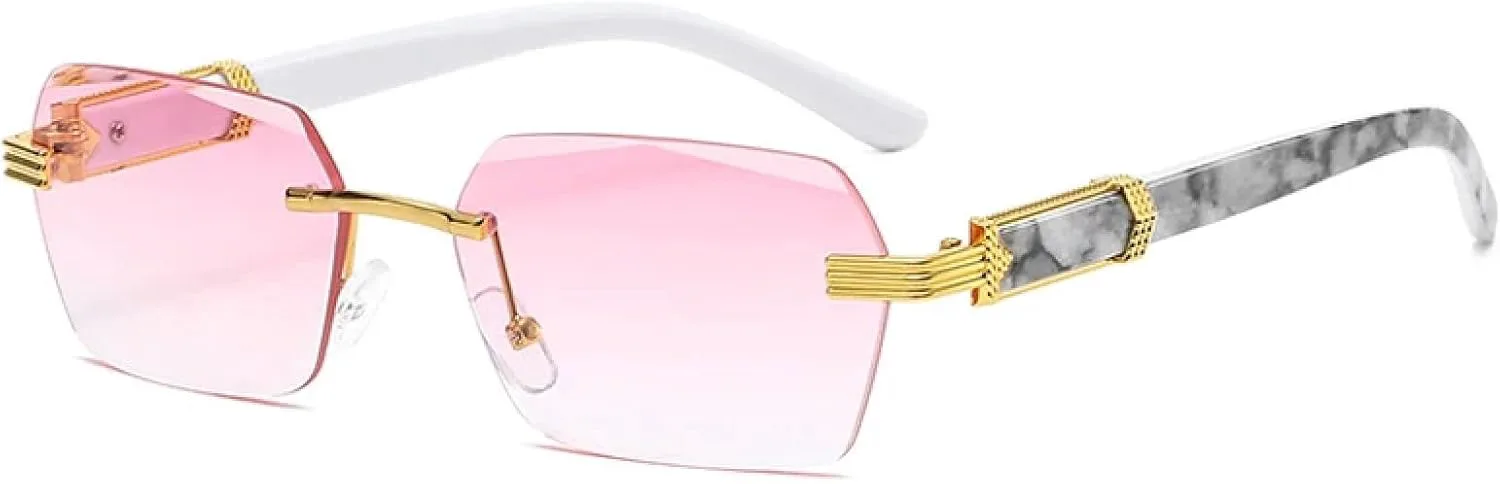 

Роскошные безободковые мужские солнцезащитные очки, модные женские очки для активного отдыха с защитой от УФ-излучения UV400 TOIPASTN, Gold Gradient Pink