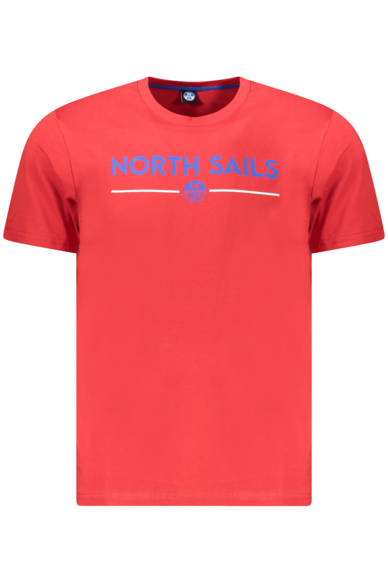 

Мужская футболка North Sails хлопковая с синей надписью, красный