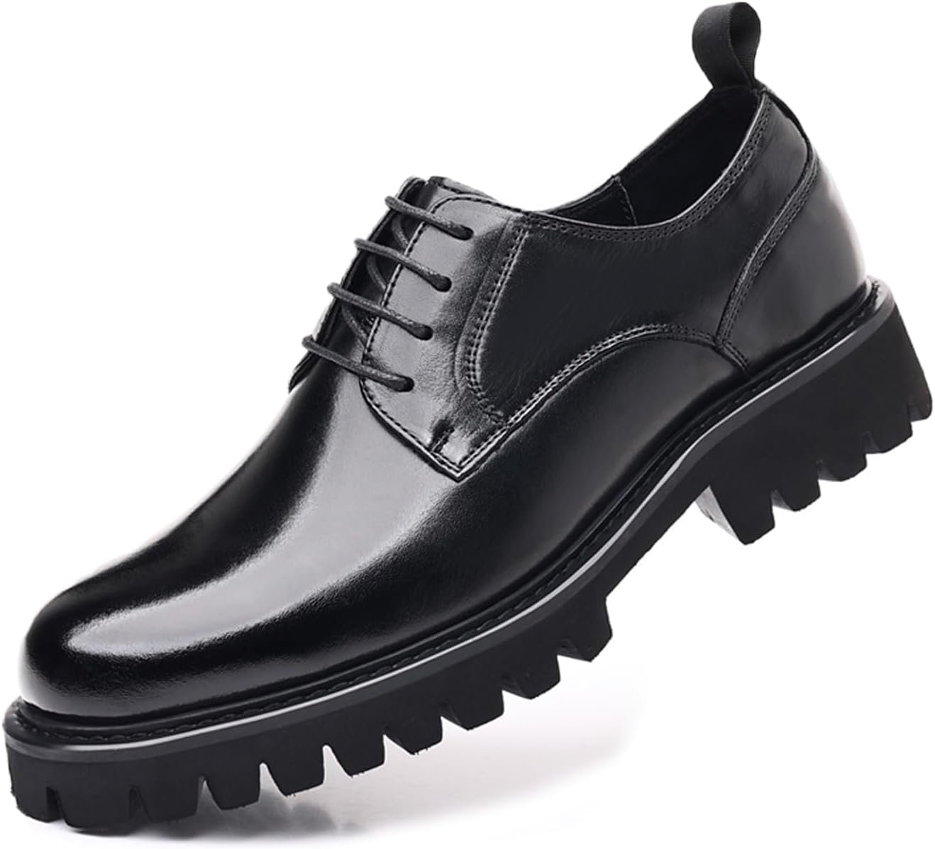 

Мужские оксфорды на платформе из лаковой кожи, классические с шнуровкой, с массивной подошвой, деловые и повседневные туфли, на устойчивом каблуке, с мягкой подошвой, удобные формальные оксфорды Lymphvity, черный