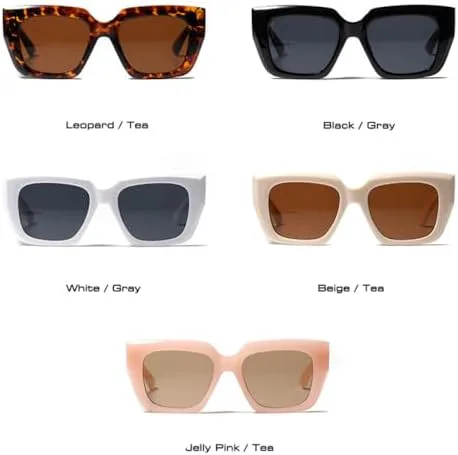 

Модные женские солнцезащитные очки 2027 года: винтажные розовые очки цвета желе, трендовые мужские квадратные солнцезащитные очки UV400 MTZJH, Leopard Teae