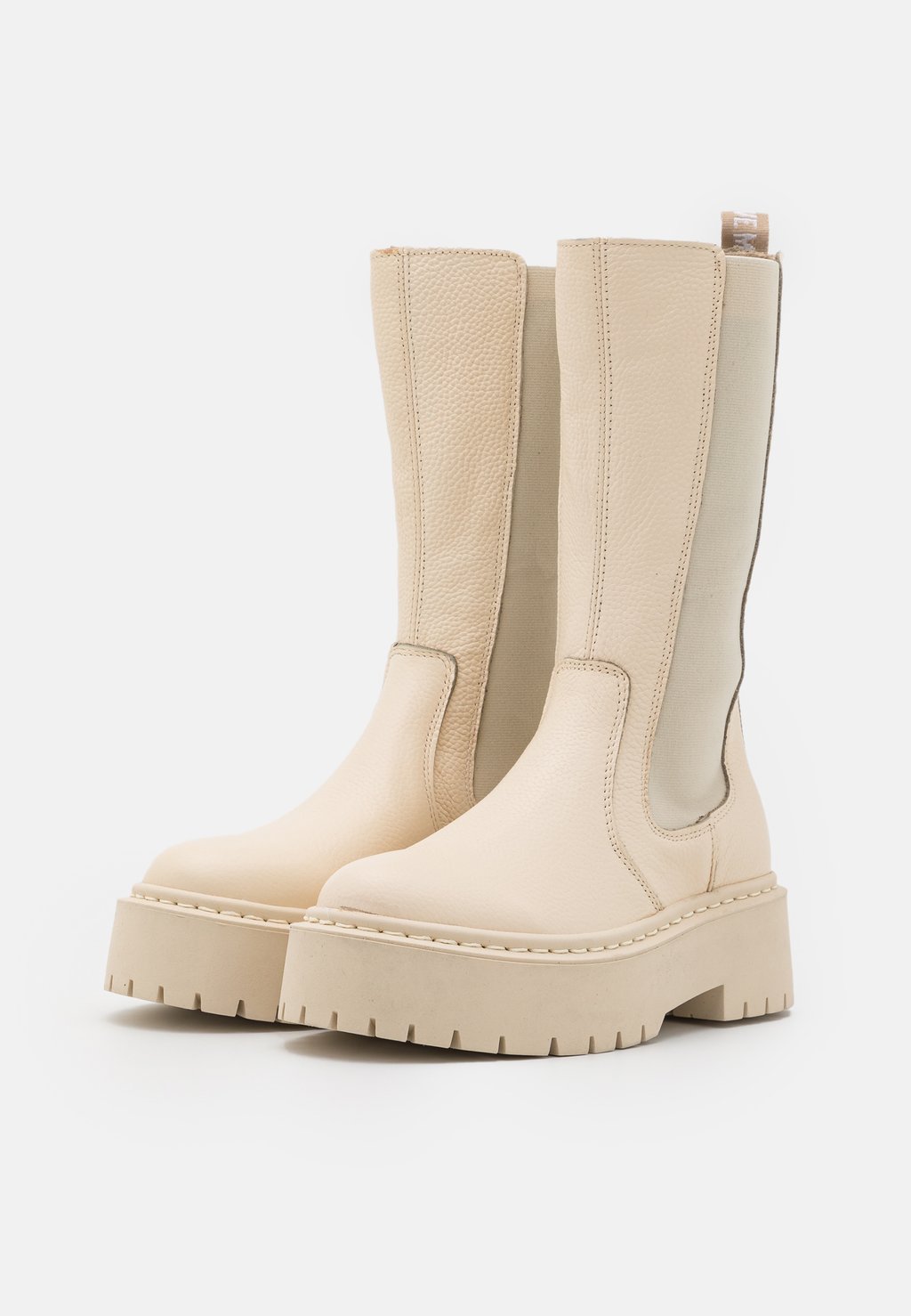Женские сапоги Steve Madden VIVIANNE кожаные на платформе , кремовый — фото 3