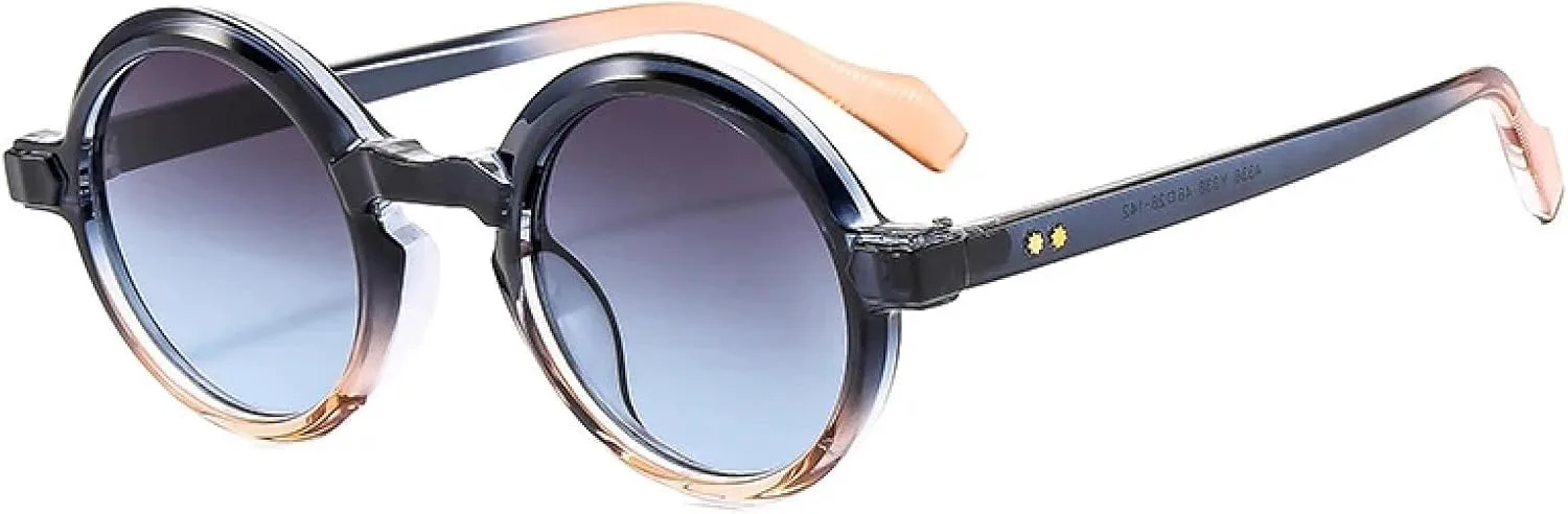 

Круглые солнцезащитные очки для женщин и мужчин в стиле ретро-панк, двухцветный градиент, защита от УФ-излучения UV400, заклепки UATXTAU, Blue Tea Gray Blue