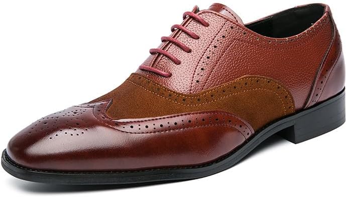 

Мужские классические современные туфли-оксфорды Santimon с закрытой шнуровкой и крылышками, двухцветные перфорированные броги, повседневные оксфорды, красный