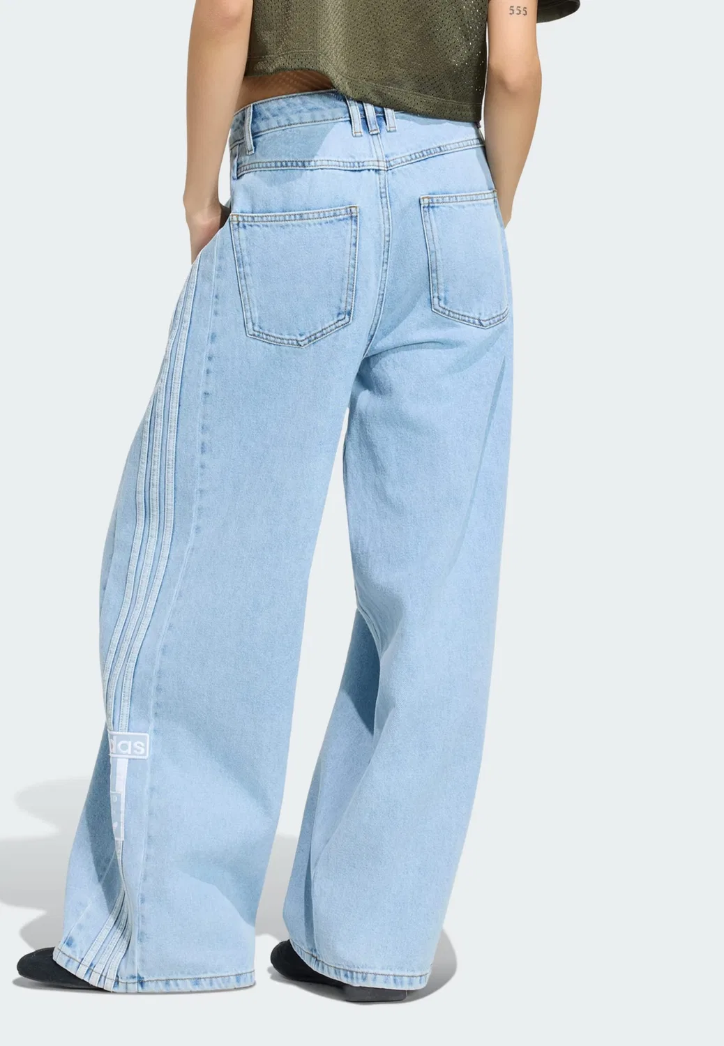 Джинсы Adidas Originals Wide leg Jeans Adibreak синего цвета — фото 3