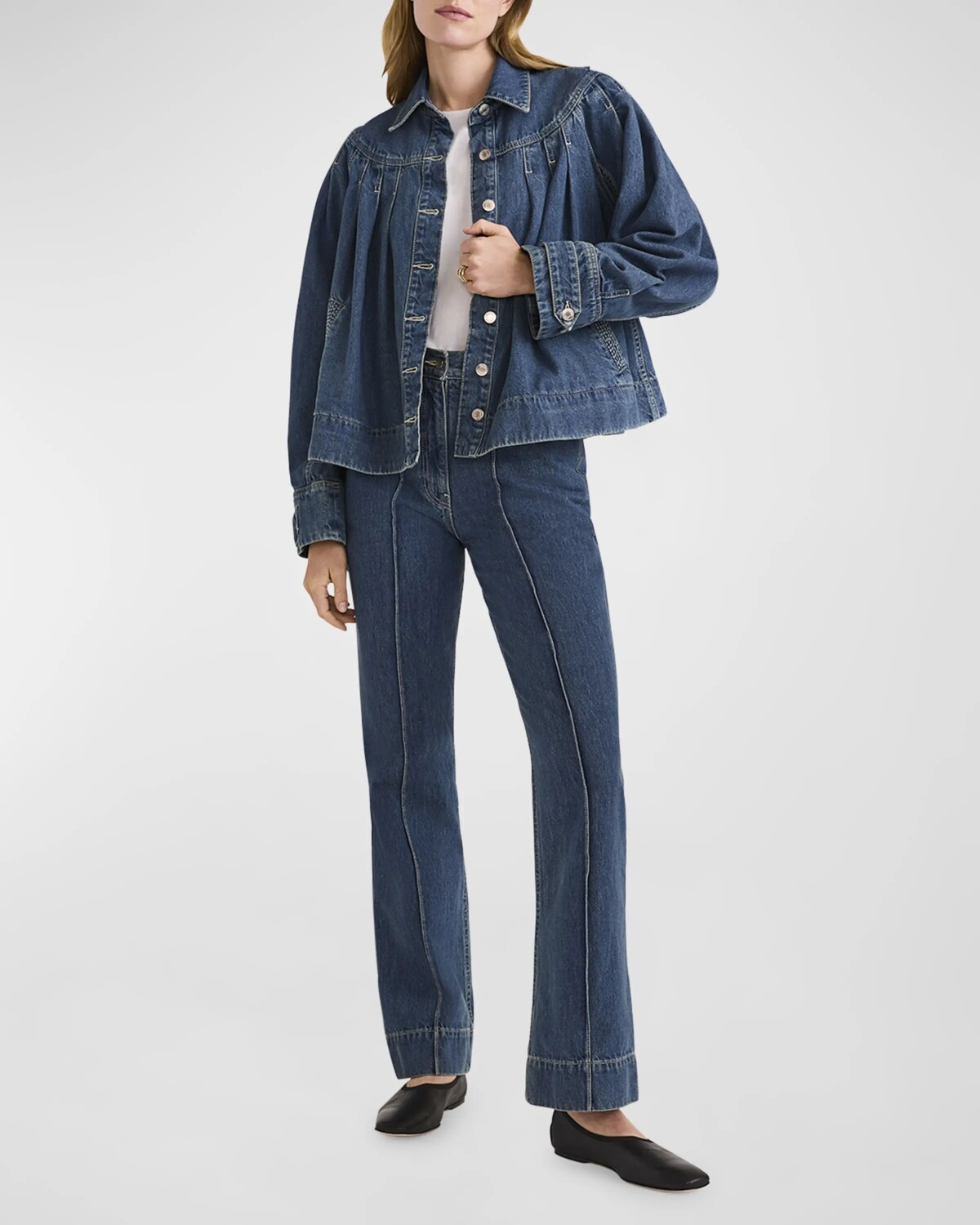 

Джинсовая куртка Easton с защипами Merlette, цвет Mid-Blue Wash, Серый, Джинсовая куртка Easton с защипами Merlette, цвет Mid-Blue Wash