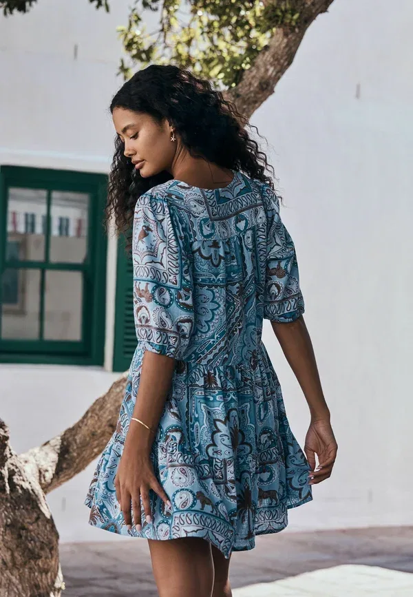 Платье-рубашка Next, blue scarf print, синий с принтом — фото 3