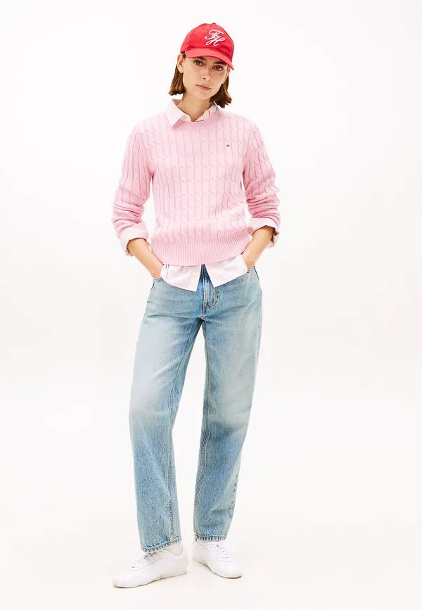 Свитер с круглым вырезом и косами Tommy Hilfiger, Bonita Pink — фото 2