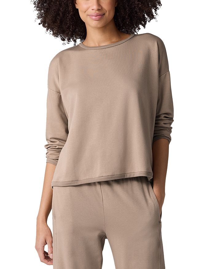 

Уютный свободный топ с начесом Eileen Fisher, коричневый/бежевый