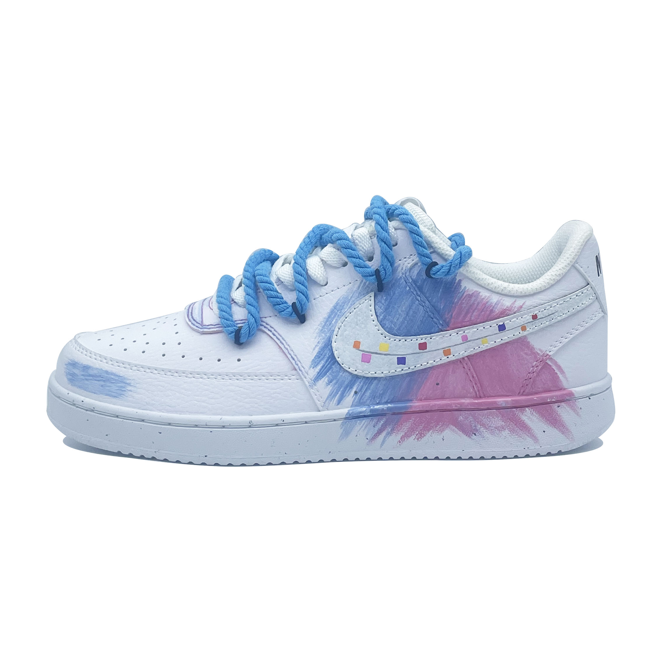 

Nike Кроссовки Court Vision 1 нескользящие амортизирующие износостойкие низкие мужские бело-синие в коробке, цвет Box