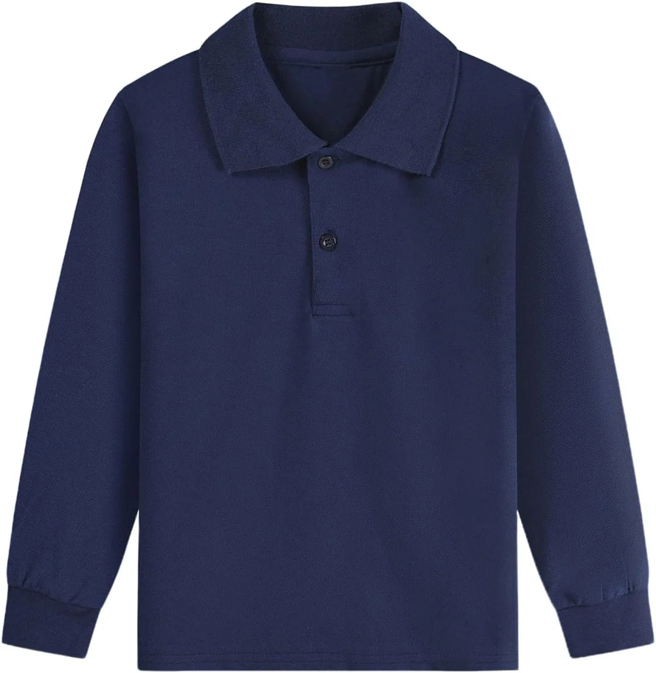 Детская футболка поло с длинным рукавом, Solid Color, Navy