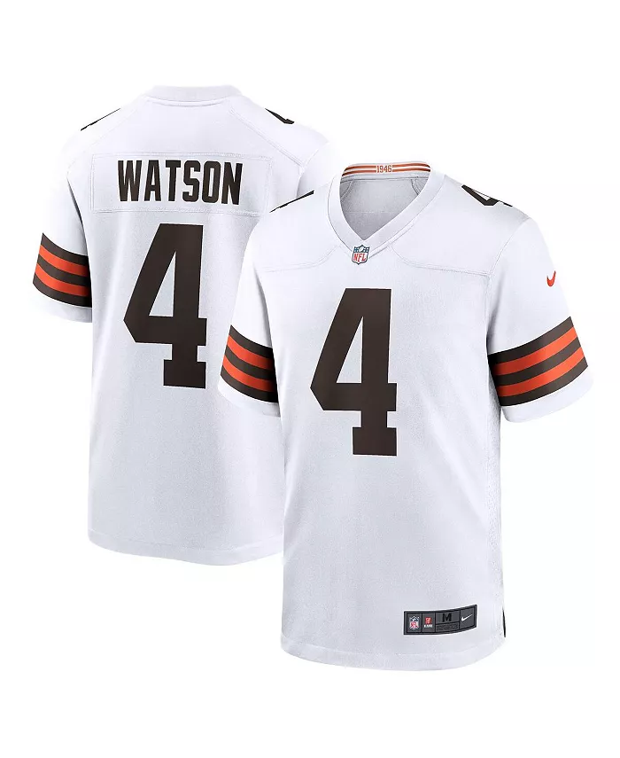 

Мужская игровая футболка Deshaun Watson белого цвета Cleveland Browns Nike