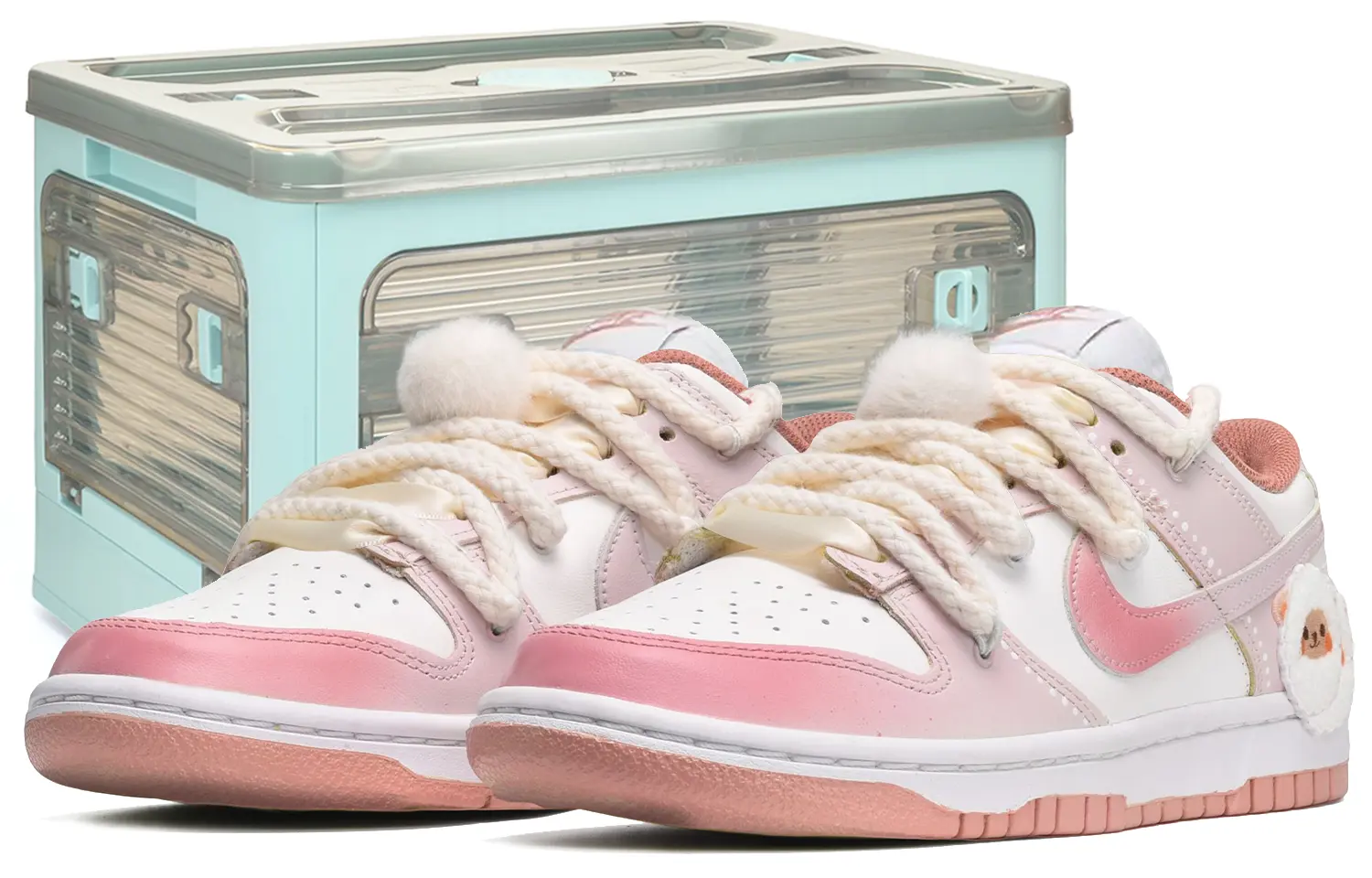 

Кроссовки Nike Dunk Low, белый/розовый