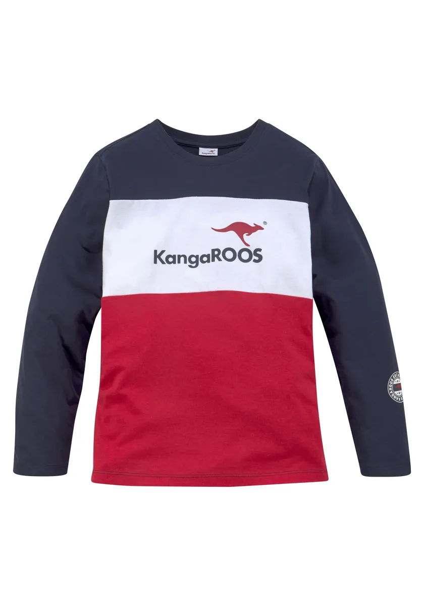 Рубашка KangaROOS с длинными рукавами "Colorblocking" в дизайне с цветными блоками, красный — фото 2