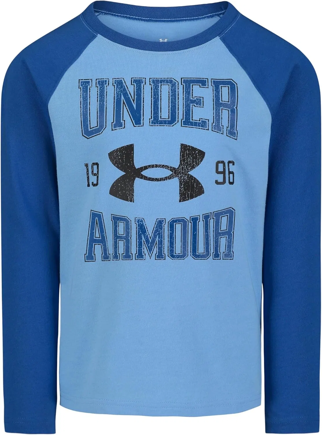 Детская футболка с длинным рукавом и графическим логотипом Under Armour, легкая и дышащая, свободного кроя, Blue Raglan Word