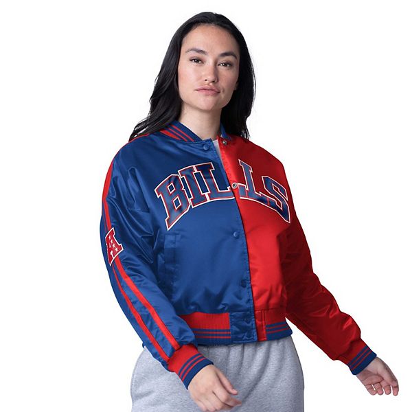 

Женская укороченная куртка на молнии satin royal/red buffalo bills zone blitz Starter