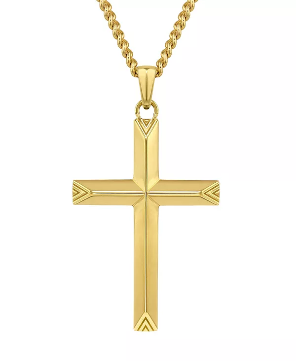 

Мужское золотое ожерелье с крестом и цепочкой длиной 21 дюйм Vincero, gold