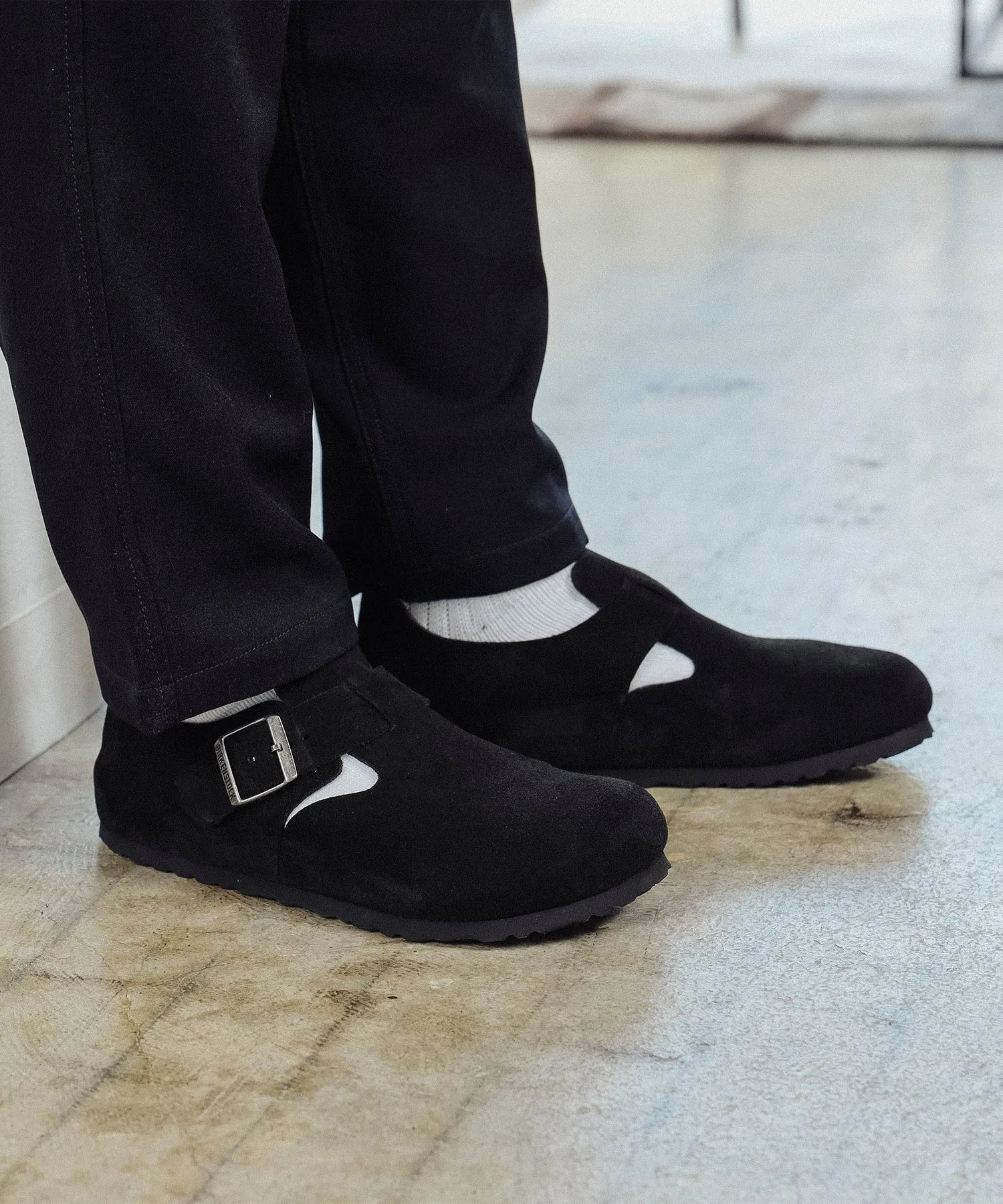 Мужские сандалии Birkenstock London из натуральной кожи чёрные