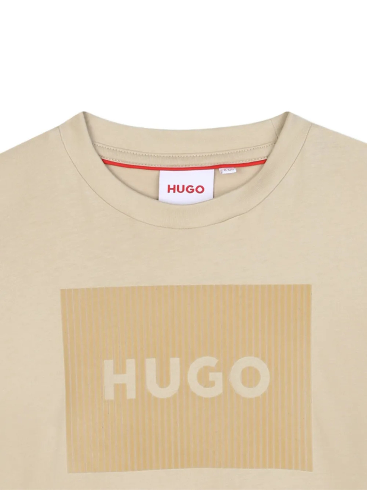 HUGO KIDS футболка в рубчик с нашивкой-логотипом, нейтральный — фото 3
